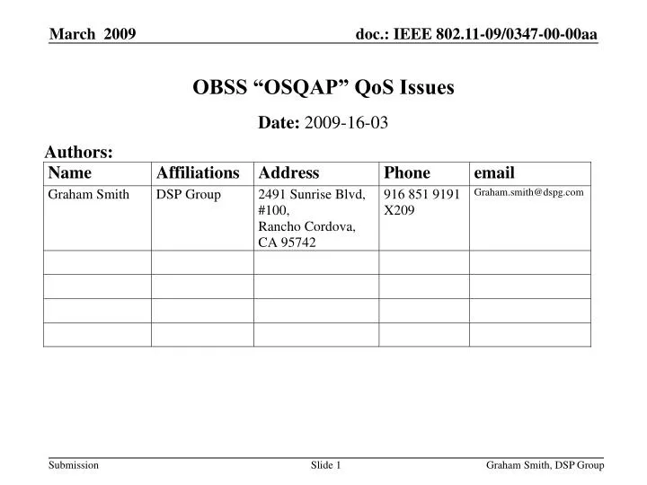 obss osqap qos issues