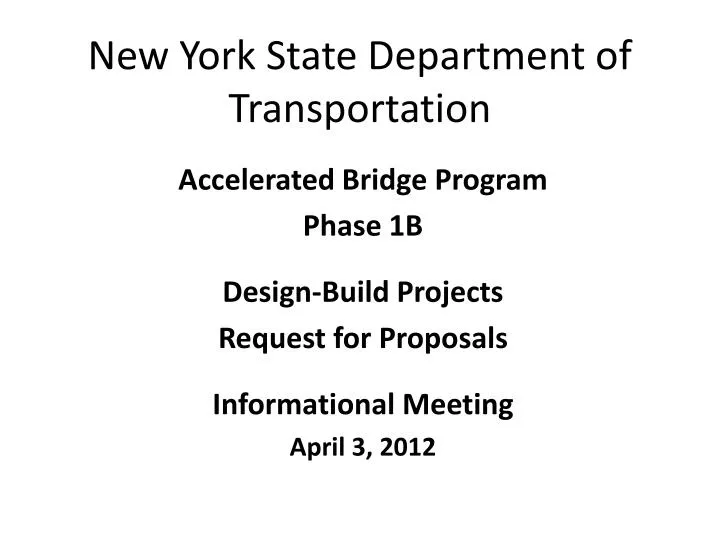 new york state department of transportation