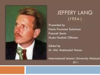 Jeffery Lang (1954-)