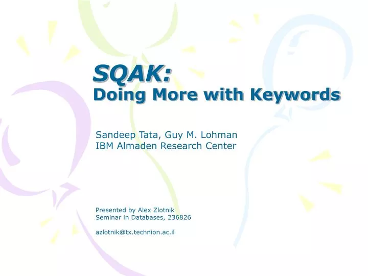 sqak doing more with keywords