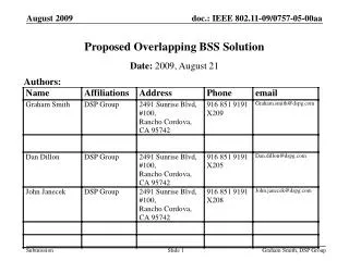 Proposed Overlapping BSS Solution