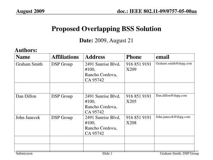 proposed overlapping bss solution