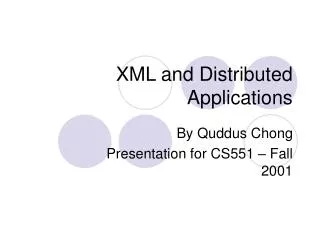XML and Distributed Applications