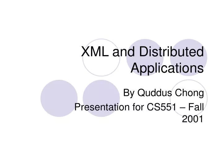 xml and distributed applications