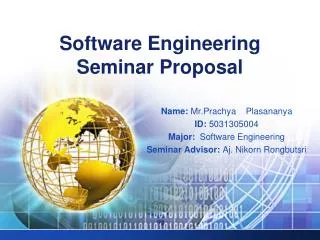 Software Engineering Seminar Proposal