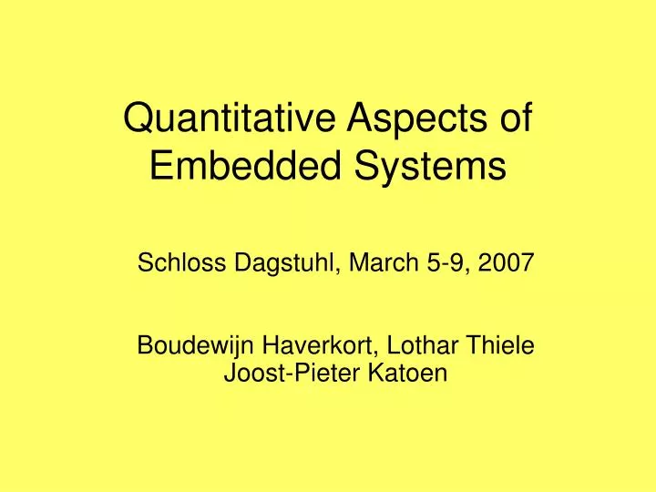 quantitative aspects of embedded systems
