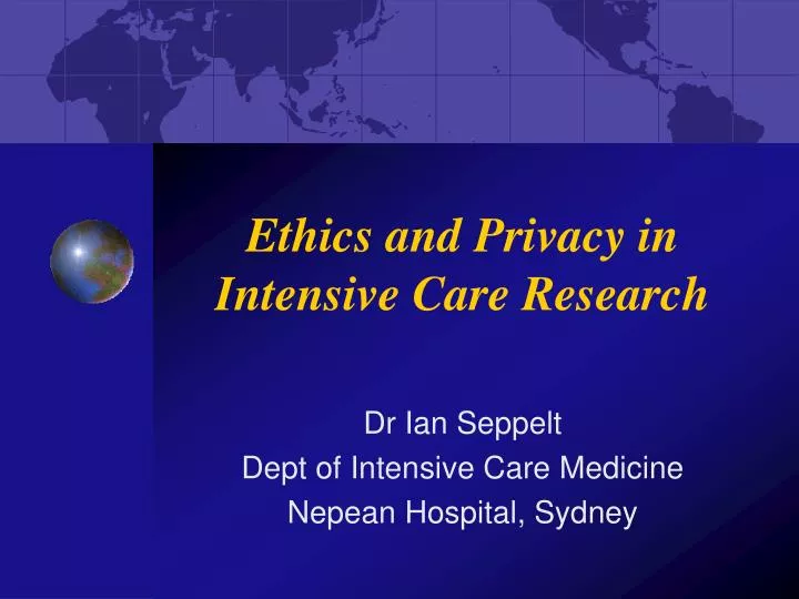 ethics and privacy in intensive care research
