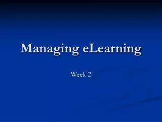Managing eLearning