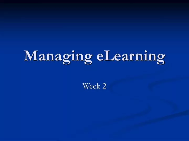 managing elearning