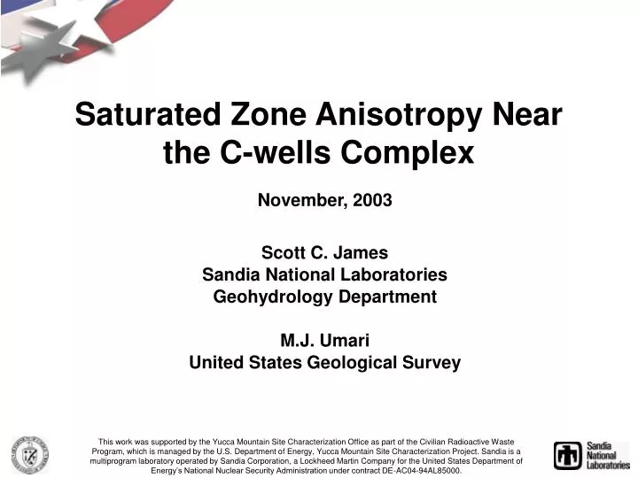 saturated zone anisotropy near the c wells complex