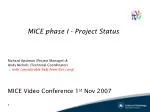 MICE phase I - Project Status - slide 1