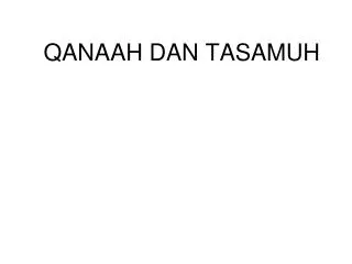 qanaah dan tasamuh