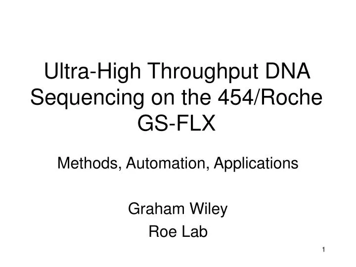ultra high throughput dna sequencing on the 454 roche gs flx
