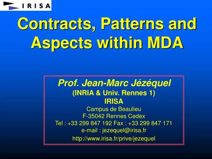 contracts patterns and aspects within mda
