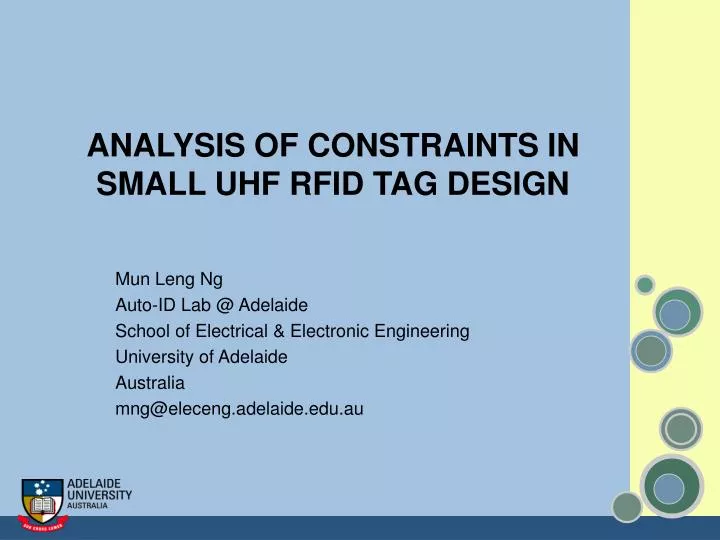 analysis of constraints in small uhf rfid tag design