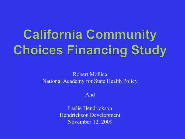 california community choices financing study