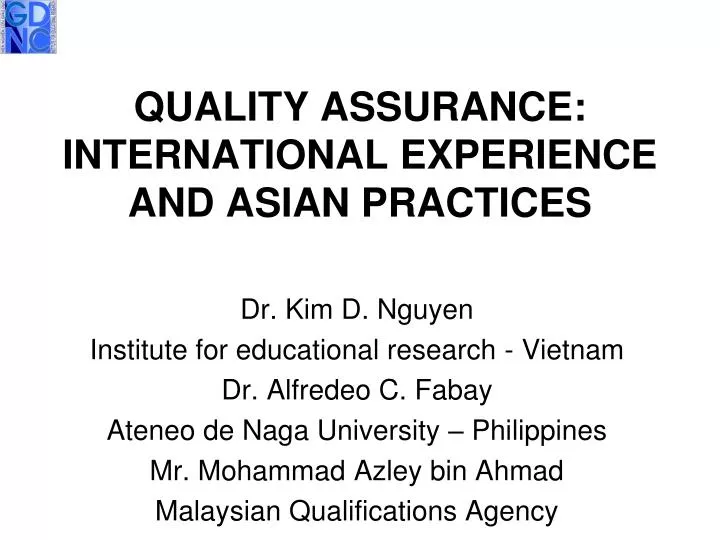 quality assurance international experience and asian practices