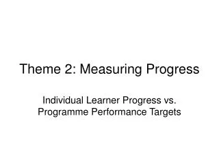 Theme 2: Measuring Progress