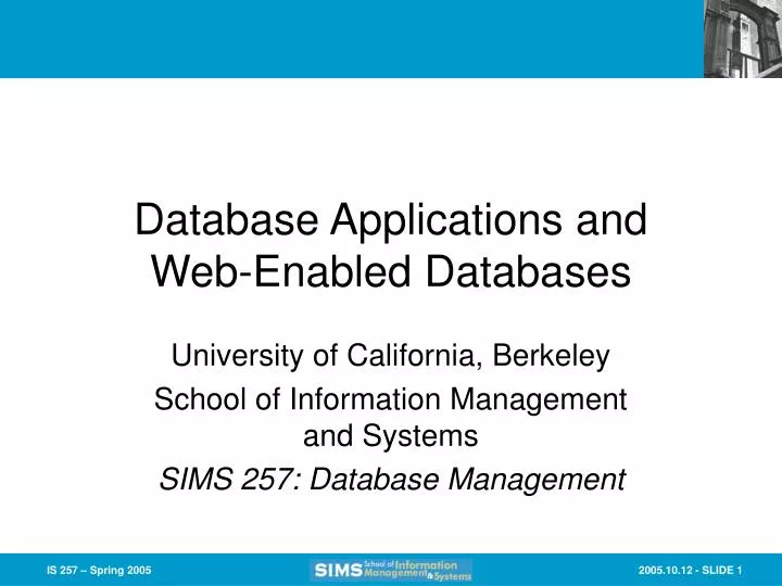 database applications and web enabled databases