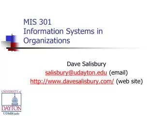 MIS 301 Information Systems in Organizations