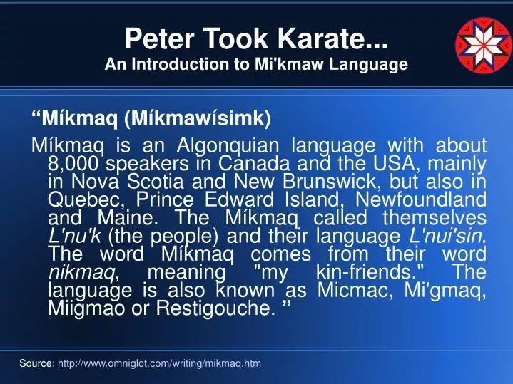 peter took karate an introduction to mi kmaw language