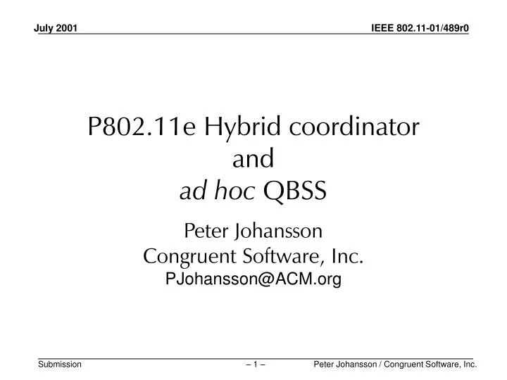 p802 11e hybrid coordinator and ad hoc qbss
