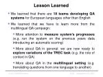 Multilingual QA System Development - Lessons Learned - slide 1