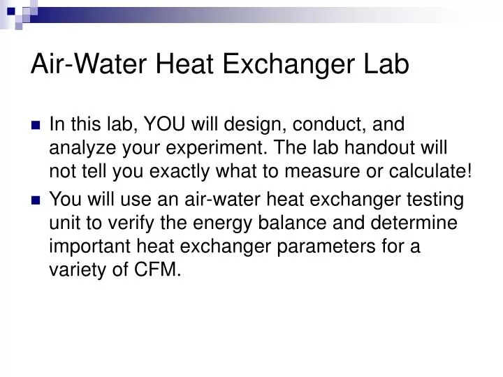 air water heat exchanger lab