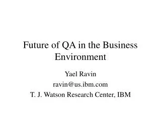 Future of QA in the Business Environment