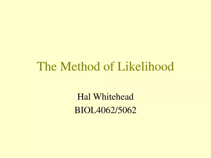 the method of likelihood