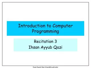 Introduction to Computer Programming