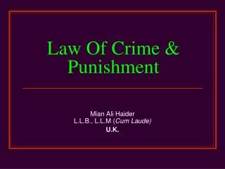 Law Of Crime &amp; Punishment