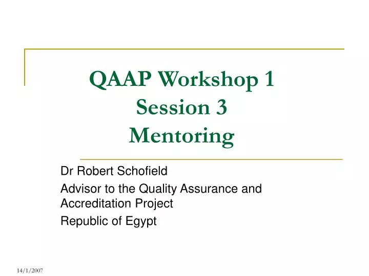 qaap workshop 1 session 3 mentoring