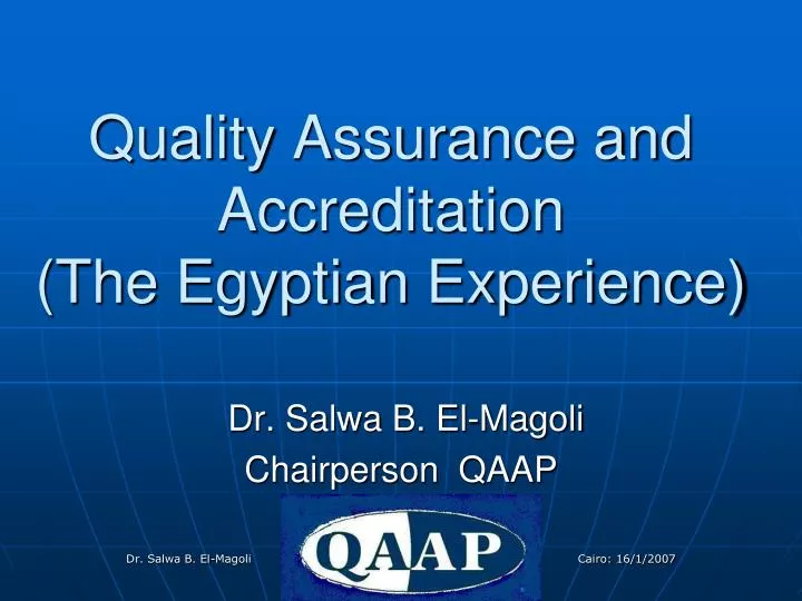 quality assurance and accreditation the egyptian experience