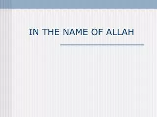 IN THE NAME OF ALLAH