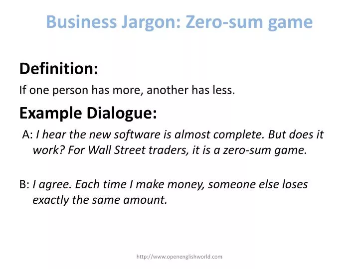 business jargon zero sum game