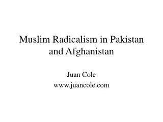 Muslim Radicalism in Pakistan and Afghanistan