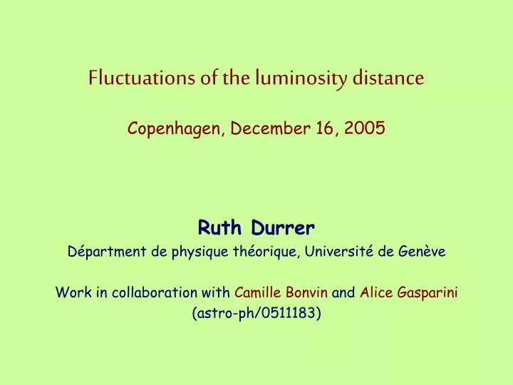fluctuations of the luminosity distance copenhagen december 16 2005