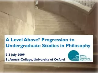 A Level Above? Progression to Undergraduate Studies in Philosophy
