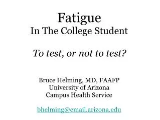 Fatigue In The College Student