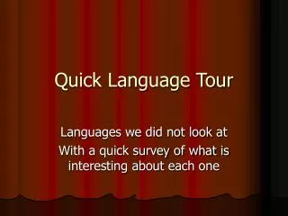 Quick Language Tour