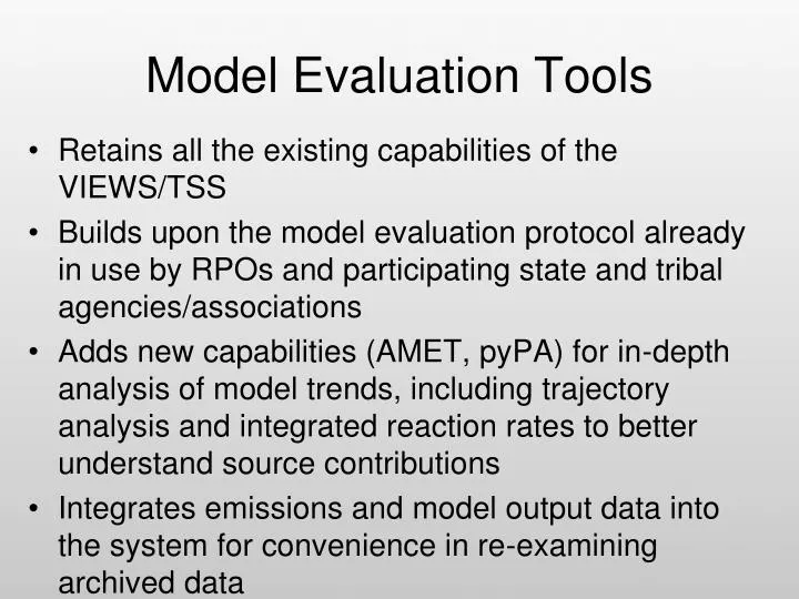 model evaluation tools