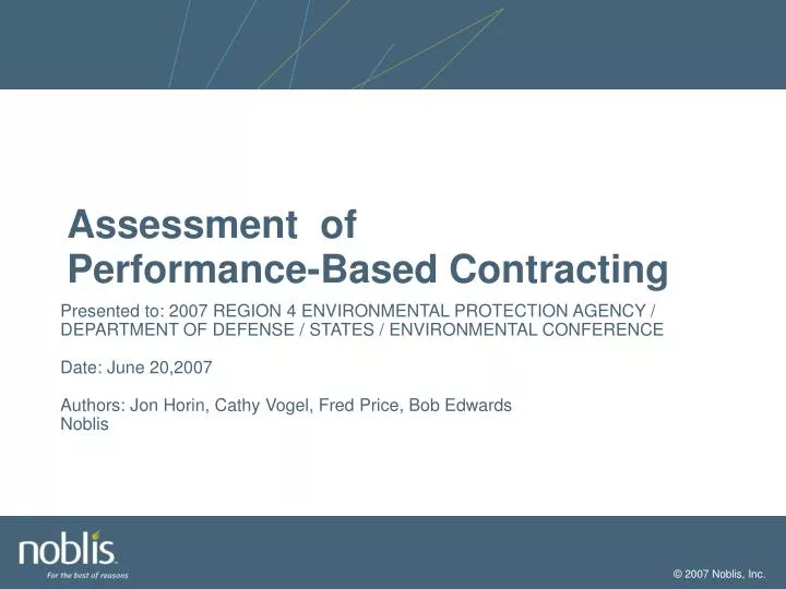 assessment of performance based contracting