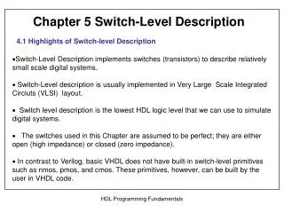4.1 Highlights of Switch-level Description