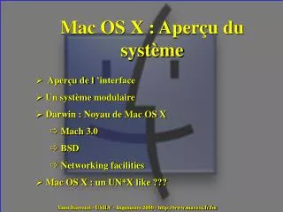 Mac OS X : Aperçu du système