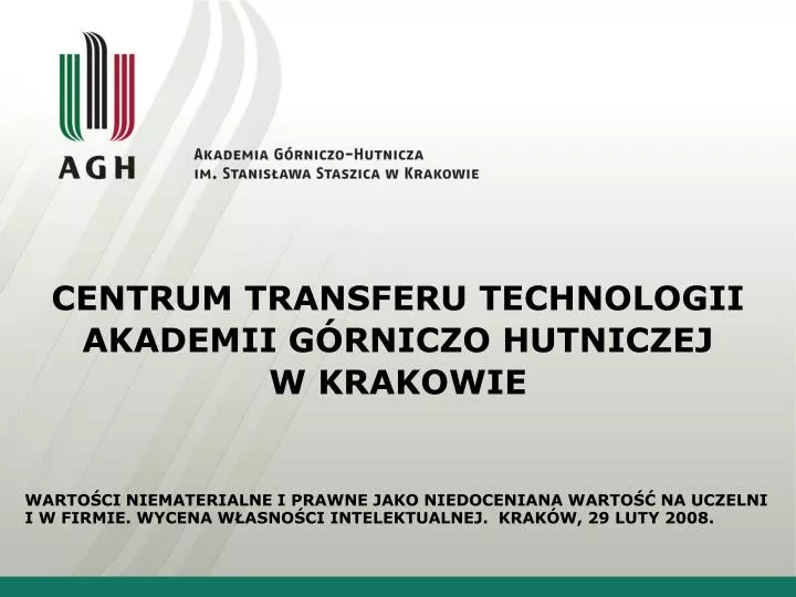 centrum transferu technologii akademii g rniczo hutniczej w krakowie