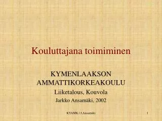 kouluttajana toimiminen