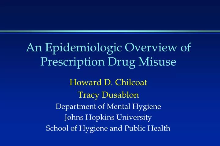an epidemiologic overview of prescription drug misuse