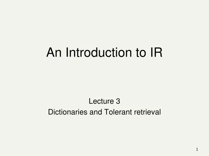 an introduction to ir