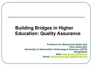 Building Bridges in Higher Education: Quality Assurance